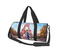 Mexpekil Bolsa de viaje plegable para gimnasio, equipaje de mano, impermeable, para deportes, baile, fin de semana, bolsa de noche, Pareja parisina rosa, Talla única