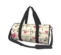 Mexpekil Bolsa de viaje plegable para gimnasio, equipaje de mano, impermeable, para deportes, baile, fin de semana, bolsa de noche, Corazón de notas musicales, Talla única