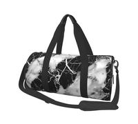 Mexpekil Bolsa de viaje plegable para gimnasio, equipaje de mano, impermeable, para deportes, baile, fin de semana, bolsa de noche, Mármol blanco y negro, Talla única