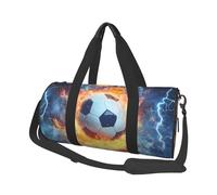 Mexpekil Bolsa de viaje plegable para gimnasio, equipaje de mano, impermeable, para deportes, baile, fin de semana, bolsa de noche, Balón de fútbol con fuego, Talla única