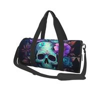 Mexpekil Bolsa de viaje plegable para gimnasio, equipaje de mano, impermeable, para deportes, baile, fin de semana, bolsa de noche, Calavera púrpura floral, Talla única