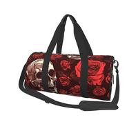 Mexpekil Bolsa de viaje plegable para gimnasio, equipaje de mano, impermeable, para deportes, baile, fin de semana, bolsa de noche, Cráneo de rosa roja vintage, Talla única