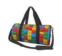 Mexpekil Bolsa de viaje plegable para gimnasio, equipaje de mano, impermeable, para deportes, baile, fin de semana, bolsa de noche, Bloques coloridos, Talla única