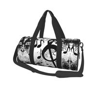 Mexpekil Bolsa de viaje plegable para gimnasio, equipaje de mano, impermeable, para deportes, baile, fin de semana, bolsa de noche, Notas musicales negras, Talla única
