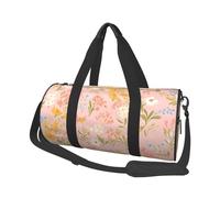 Mexpekil Bolsa de viaje plegable para gimnasio, equipaje de mano, impermeable, para deportes, baile, fin de semana, bolsa de noche, Flores amarillas y rosadas, Talla única