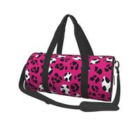 Mexpekil Bolsa de viaje plegable para gimnasio, equipaje de mano, impermeable, para deportes, baile, fin de semana, bolsa de noche, Estampado de leopardo rojo rosa, Talla única
