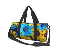 Mexpekil Bolsa de viaje plegable para gimnasio, equipaje de mano, impermeable, para deportes, baile, fin de semana, bolsa de noche, Margarita azul y amarilla, Talla única