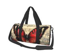 Mexpekil Bolsa de viaje plegable para gimnasio, equipaje de mano, impermeable, para deportes, baile, fin de semana, bolsa de noche, Hermosa nota musical de mariposa, Talla única