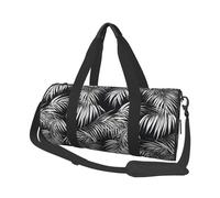 Mexpekil Bolsa de viaje plegable para gimnasio, equipaje de mano, impermeable, para deportes, baile, fin de semana, bolsa de noche, Hojas tropicales negras, Talla única