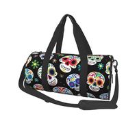 Mexpekil Bolsa de viaje plegable para gimnasio, equipaje de mano, impermeable, para deportes, baile, fin de semana, bolsa de noche, Skull Head Floral2, Talla única