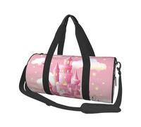 Mexpekil Bolsa de viaje plegable para gimnasio, equipaje de mano, impermeable, para deportes, baile, fin de semana, bolsa de noche, Castillo de dibujos animados rosa, Talla única