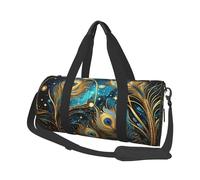 Mexpekil Bolsa de viaje plegable para gimnasio, equipaje de mano, impermeable, para deportes, baile, fin de semana, bolsa de noche, plumas de pavo real, Talla única
