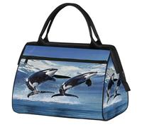Mexpekil Bolsa deportiva de lona para invierno, con ballenas asesinas, saltar, gimnasio, bolsa grande impermeable para viajes, para mujeres y hombres, camping, baile, yoga, fútbol y natación