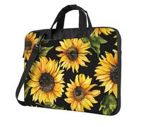 Mexpekil Bolsa impermeable para laptop, bolsa de mensajero portátil con correa extraíble, maletín para mujeres y hombres, Girasoles florales, 14 Inch