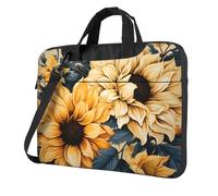 Mexpekil Bolsa impermeable para laptop, bolsa de mensajero portátil con correa extraíble, maletín para mujeres y hombres, Girasoles bohemios florales, 14 Inch