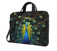 Mexpekil Bolsa impermeable para laptop, bolsa de mensajero portátil con correa extraíble, maletín para mujeres y hombres, Animal pavo real, 15.6 Inch