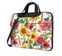 Mexpekil Bolsa impermeable para laptop, bolsa de mensajero portátil con correa extraíble, maletín para mujeres y hombres, Girasol rojo floral, 13 Inch