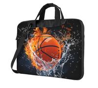 Mexpekil Bolsa impermeable para laptop, bolsa de mensajero portátil con correa extraíble, maletín para mujeres y hombres, Baloncesto en llamas, 15.6 Inch