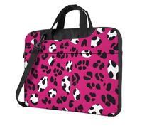 Mexpekil Bolsa impermeable para laptop, bolsa de mensajero portátil con correa extraíble, maletín para mujeres y hombres, Estampado de leopardo rojo rosa, 14 Inch