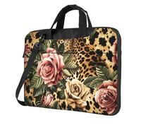 Mexpekil Bolsa impermeable para laptop, bolsa de mensajero portátil con correa extraíble, maletín para mujeres y hombres, Piel de leopardo rosa, 15.6 Inch