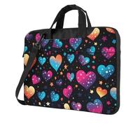 Mexpekil Bolsa impermeable para laptop, bolsa de mensajero portátil con correa para mujeres y hombres, Corazones de estrellas de neón, 15.6 Inch