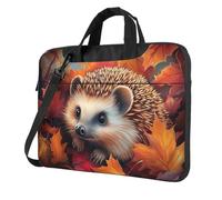 Mexpekil Bolsa impermeable para laptop, bolsa de mensajero portátil con correa para mujeres y hombres, Hojas de otoño de erizo, 14 Inch