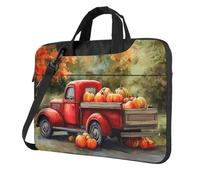 Mexpekil Bolsa impermeable para laptop, bolsa de mensajero portátil con correa para mujeres y hombres, Red Truck Harvest Pumpkins Landscape, 15.6 Inch