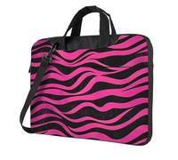 Mexpekil Bolsa para laptop para mujeres y hombres, funda portátil para laptop con correa para el hombro, funda de transporte para computadora, Estampado de cebra rosa intenso, 13 Inch