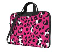 Mexpekil Bolsa para laptop para mujeres y hombres, funda portátil para laptop con correa para el hombro, funda de transporte para computadora, Estampado de leopardo rojo rosa, 13 Inch