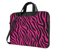 Mexpekil Bolsa para laptop para mujeres y hombres, funda portátil para laptop con correa para el hombro, funda de transporte para computadora, Estampado de cebra rosa intenso, 13 Inch