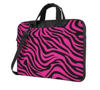 Mexpekil Bolsa para laptop para mujeres y hombres, funda portátil para laptop con correa para el hombro, funda de transporte para computadora, Estampado de cebra rosa intenso, 13 Inch