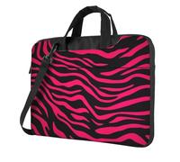 Mexpekil Bolsa para laptop para mujeres y hombres, funda portátil para laptop con correa para el hombro, funda de transporte para computadora, Estampado de cebra negra y rosa intenso, 14 Inch
