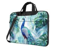 Mexpekil Bolsa para laptop para mujeres y hombres, funda portátil para laptop con correa para el hombro, funda de transporte para computadora, Hoja de palma de pavo real, 13 Inch