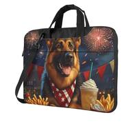 Mexpekil Bolsa para laptop para mujeres y hombres, funda portátil para laptop con correa para el hombro, funda de transporte para computadora, Pastor alemán feliz, 13 Inch