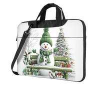 Mexpekil Bolsa para laptop para mujeres y hombres, funda portátil para laptop con correa para el hombro, funda de transporte para computadora, Sombrero verde de muñeco de nieve, 13 Inch