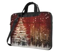 Mexpekil Bolsa para laptop para mujeres y hombres, funda portátil para laptop con correa para el hombro, funda de transporte para computadora, Árbol de Navidad de madera rústica, 14 Inch