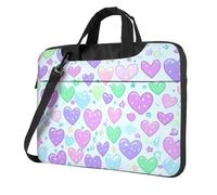 Mexpekil Bolsa para laptop para mujeres y hombres, funda portátil para laptop con correa para el hombro, funda de transporte para computadora, Corazón de amor arcoíris, 15.6 Inch