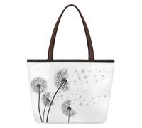 Mexpekil Bolsa reutilizable para mujer, diseño abstracto de dientes de león volador, flores silvestres, gran capacidad, bonita bolsa de hombro para ir de compras, comestibles, trabajo, libro, Diente