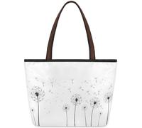 Mexpekil Bolsa reutilizable para mujer, diseño abstracto de dientes de león volador, flores silvestres, gran capacidad, bonita bolsa de hombro para ir de compras, comestibles, trabajo, libro, Diente
