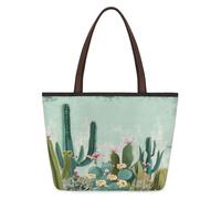 Mexpekil Bolsa reutilizable para mujer, plantas suculentas tropicales, flores, desierto, acuarela, flores silvestres, gran capacidad, bonita bolsa de hombro para ir de compras, comestibles, trabajo