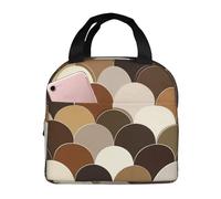 Mexpekil Bolsas de almuerzo aisladas de medio círculo marrón para mujer, lonchera térmica para adultos, bolsa térmica portátil para picnic, bolsa de almuerzo reutilizable para el trabajo