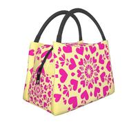 Mexpekil Bolsas de almuerzo térmicas con diseño de mandala de corazones rosas para mujeres, lonchera térmica para adultos, bolsa de picnic de gran capacidad, bolsa de almuerzo portátil para el trabajo