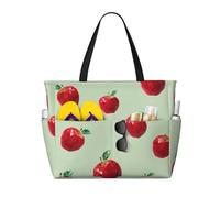 Mexpekil Bolsas de playa grandes para mujeres y hombres, impermeables, a prueba de arena, plegables, para verano, vacaciones, Manzanas rojas, Talla única