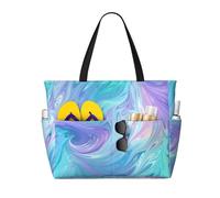 Mexpekil Bolsas de playa grandes para mujeres y hombres, impermeables, a prueba de arena, plegables, para verano, vacaciones, Líquido azul y morado, Talla única