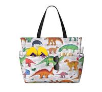 Mexpekil Bolsas de playa grandes para mujeres y hombres, impermeables, a prueba de arena, plegables, para verano, vacaciones, Dinosaurios en varios, Talla única