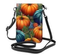 Mexpekil Bolso cruzado de cuero para mujer, bolso cruzado para teléfono, impermeable, cartera pequeña para mujer, Girasoles y calabazas naranjas, Talla única