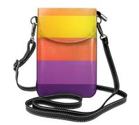 Mexpekil Bolso cruzado de cuero para mujer, bolso cruzado para teléfono, impermeable, cartera pequeña para mujer, Rayas moradas y naranjas, Talla única