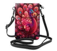 Mexpekil Bolso cruzado de cuero para mujer, bolso cruzado para teléfono, impermeable, cartera pequeña para mujer, Pavo real rosa y rojo, Talla única