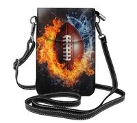 Mexpekil Bolso cruzado de cuero para mujer, bolso cruzado para teléfono, impermeable, cartera pequeña para mujer, Fuego de agua de fútbol americano, Talla única