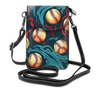 Mexpekil Bolso cruzado de cuero para mujer, bolso cruzado para teléfono, impermeable, cartera pequeña para mujer, Béisbol genial, Talla única